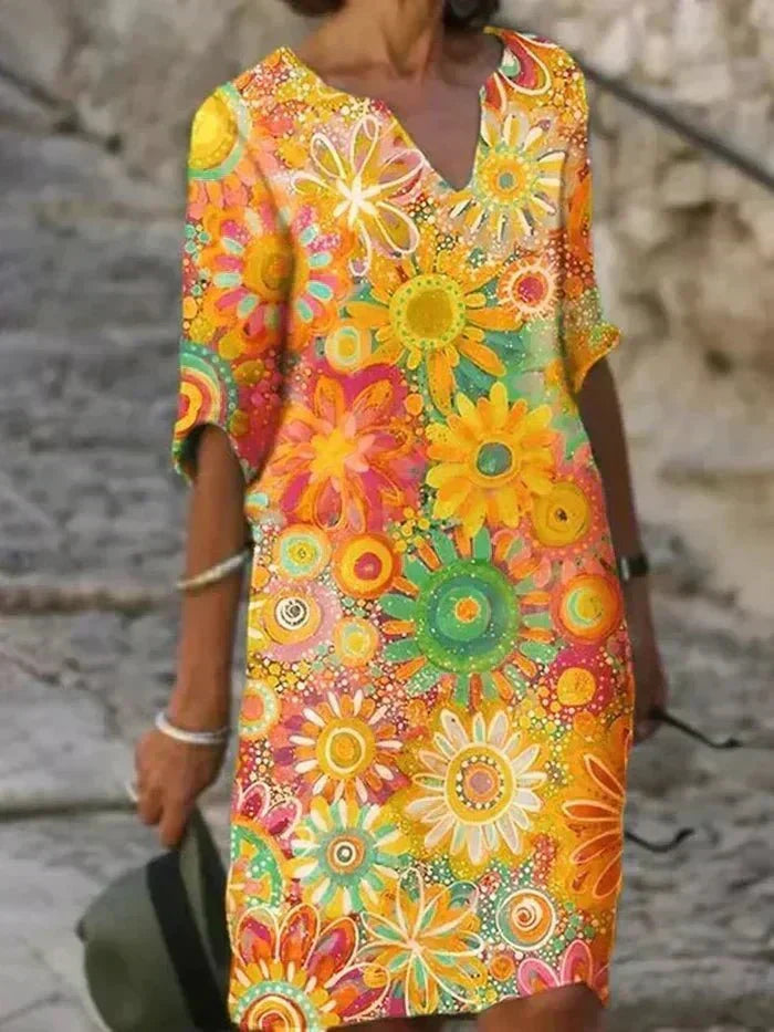 Nira | Vivid Floral Midi Dress