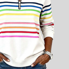 Colourful Striped Quarter-Zip Sweatshirt