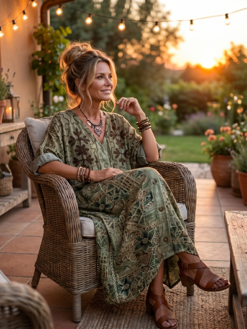 Nora | Oversized Button-Front Midi Dress with Pocket