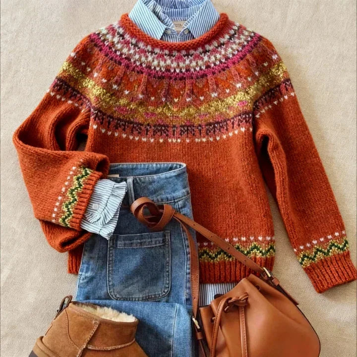 Deep Red Fair Isle Jumper