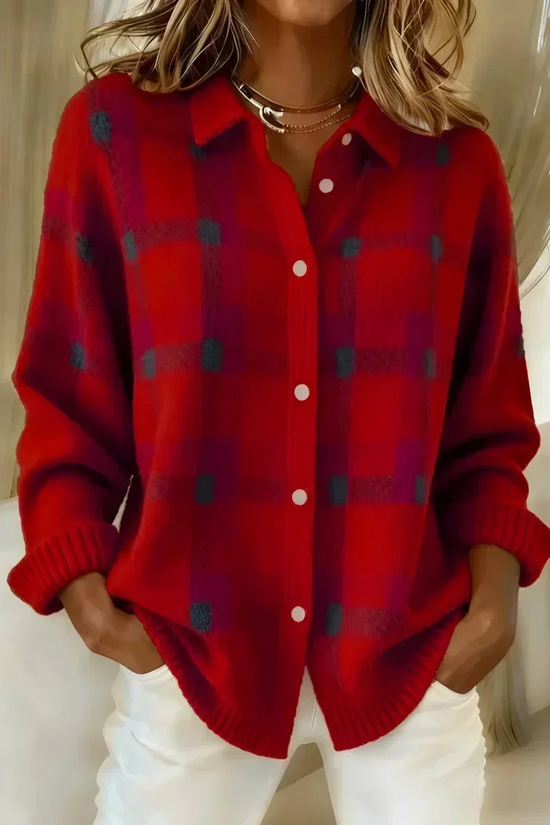 Plaid Button Cardigan