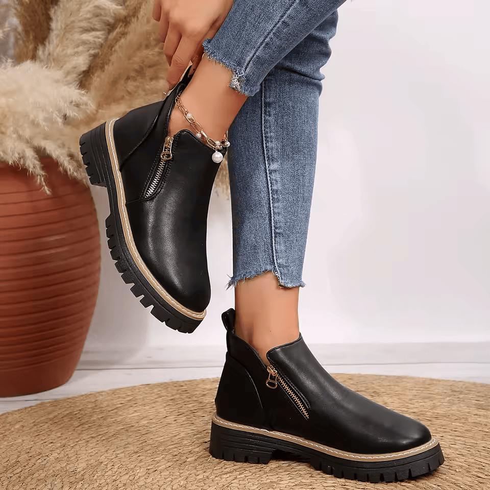 Nova | Platform Ankle Boots with Side Zipper