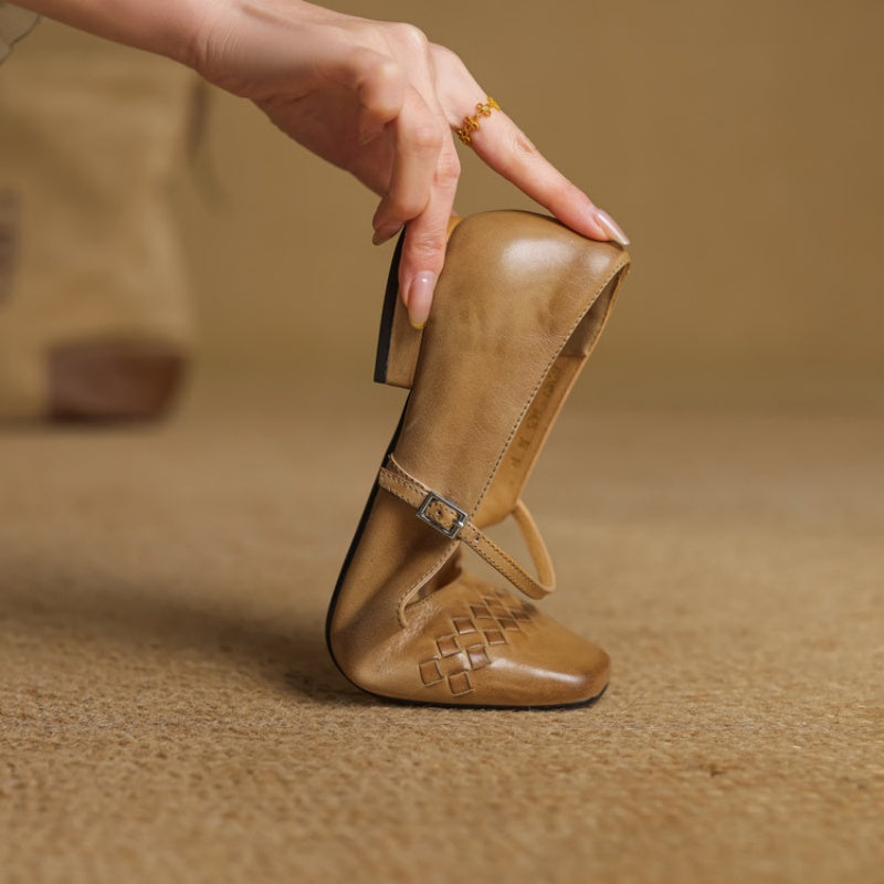 Square-Toe Mary Jane Flat