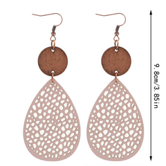 Vintage Style Hollow-Out PU Leather Drop Earrings