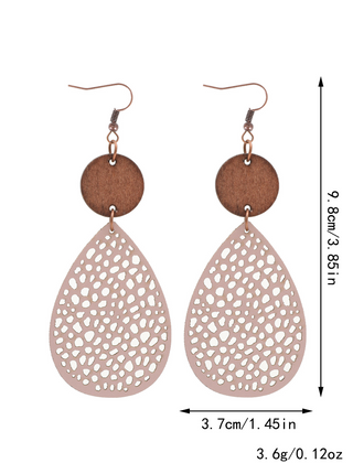 Vintage Style Hollow-Out PU Leather Drop Earrings