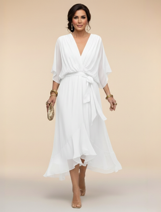Monique | V-Neck Chiffon Midi Dress