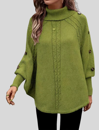 High-Neck Cable-Knit Sweater