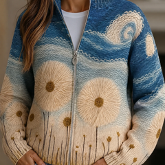 Dandelion Meadow Quilted Zip Cardigan