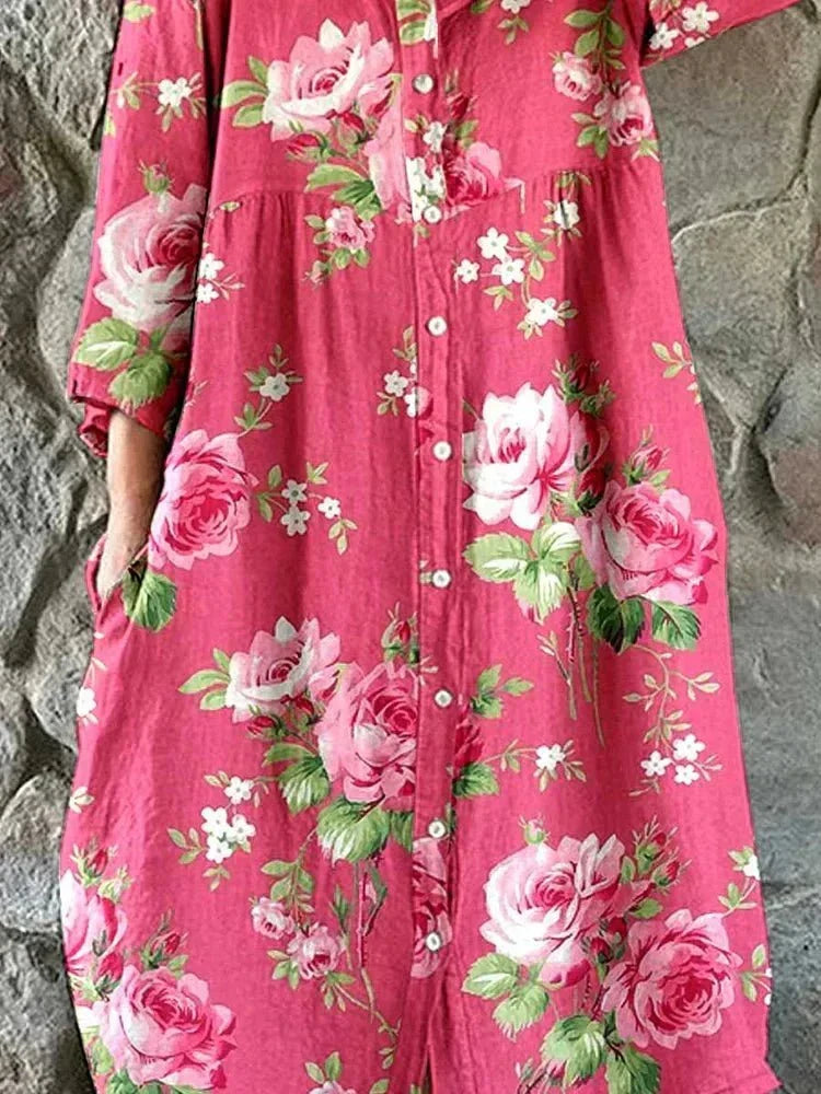 Maddie | Floral Art Shirt Dress