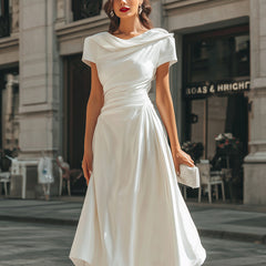 Celeste | Asymmetric Draped Midi Dress