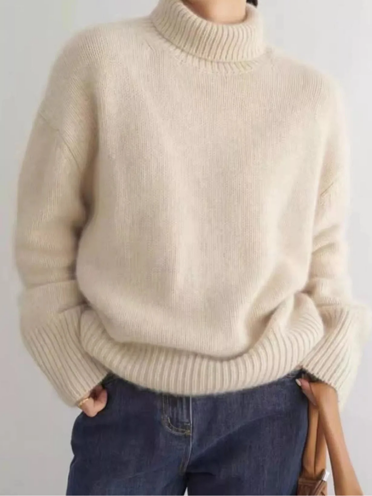Turtleneck Dropped Shoulder Sweater