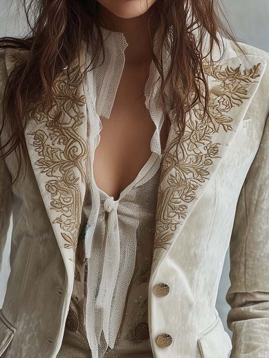 Embroidered Tailored Blazer
