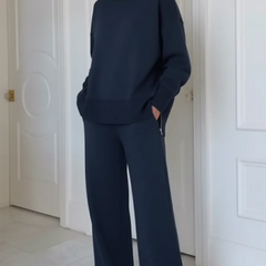 de Dos Piezas con Cuello Alto y Cremallera, Pantalones Rectos
