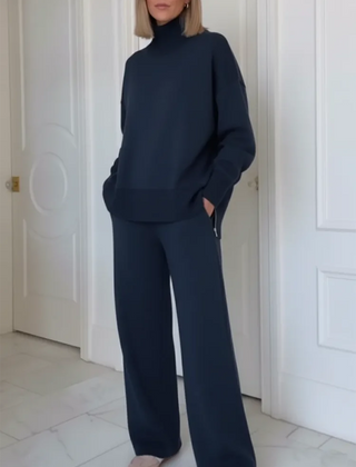 de Dos Piezas con Cuello Alto y Cremallera, Pantalones Rectos
