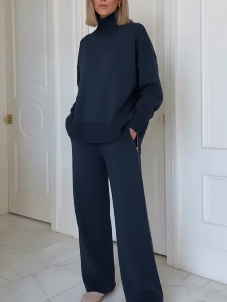 de Dos Piezas con Cuello Alto y Cremallera, Pantalones Rectos