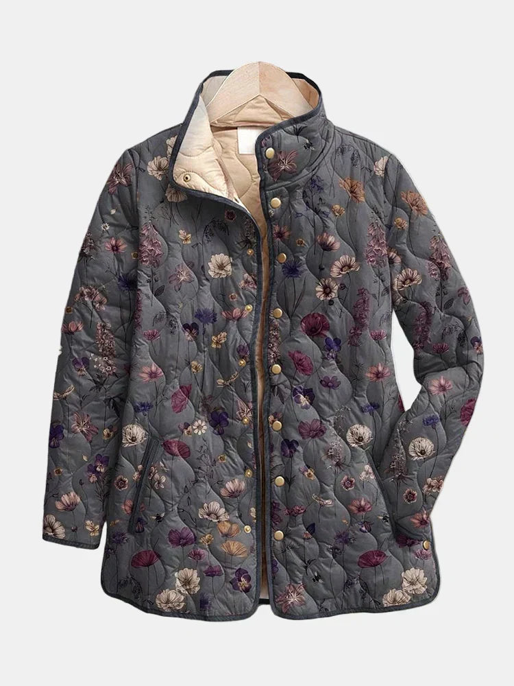 Vintage Floral Print Quilted Jacket