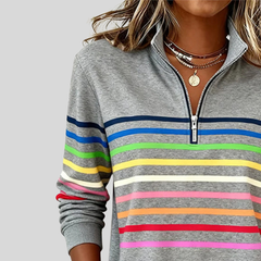 Colourful Striped Quarter-Zip Sweatshirt