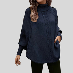 High-Neck Cable-Knit Sweater