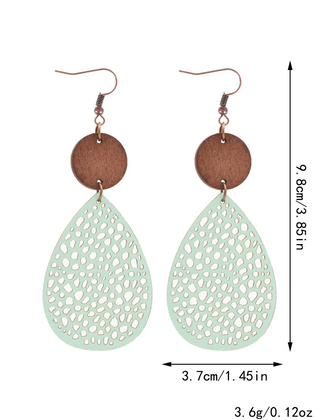 Vintage Style Hollow-Out PU Leather Drop Earrings