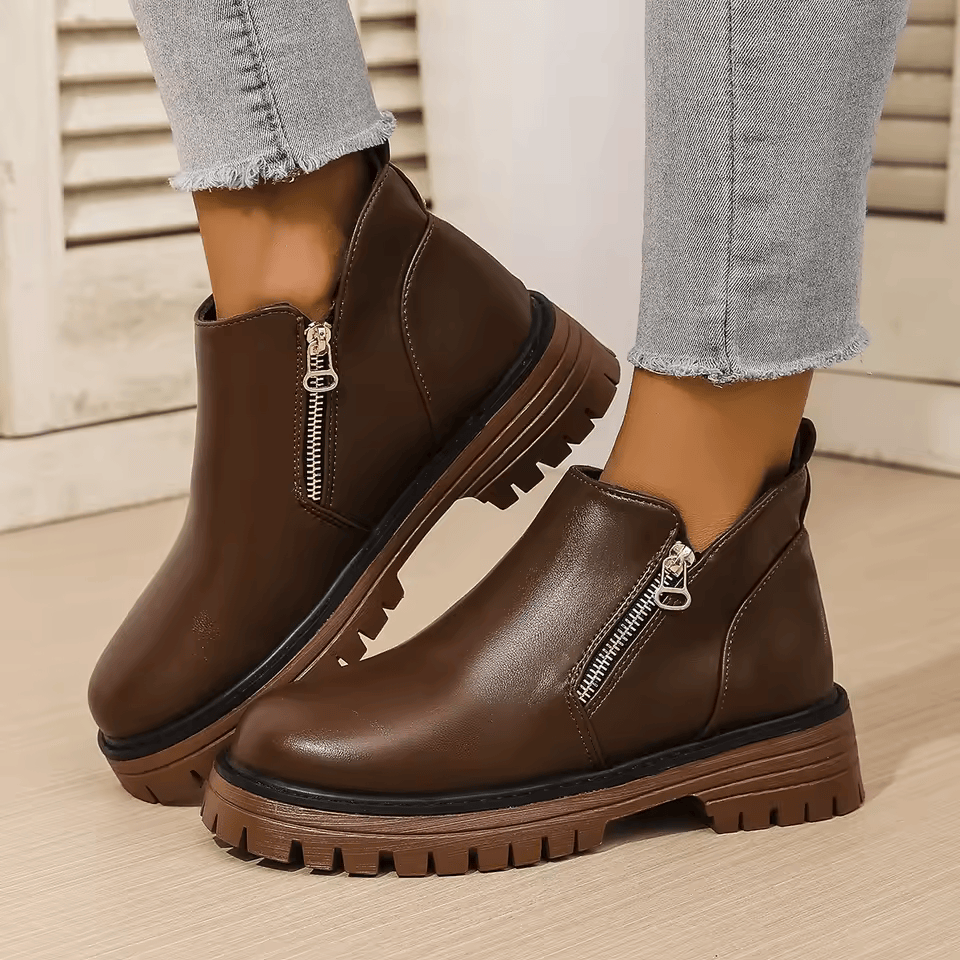 Nova | Platform Ankle Boots with Side Zipper
