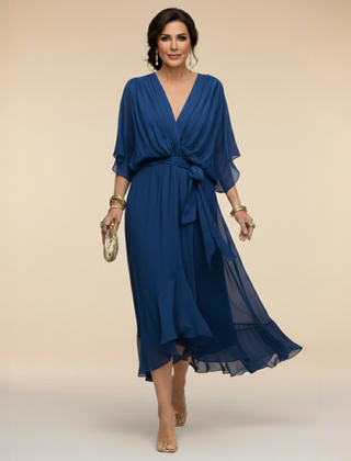 Monique | V-Neck Chiffon Midi Dress