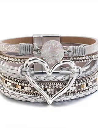 Bohemian Multi-Layer Heart Leather Bracelet