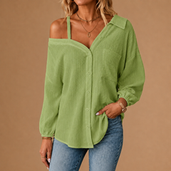 Off-Shoulder Linen Shirt