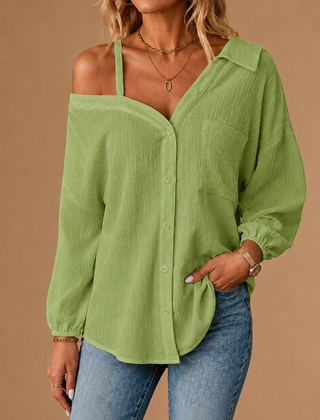 Off-Shoulder Linen Shirt