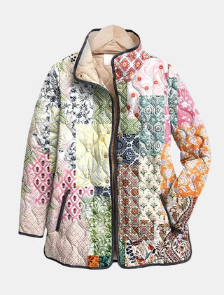 Casual Floral Print Quilted Jacket