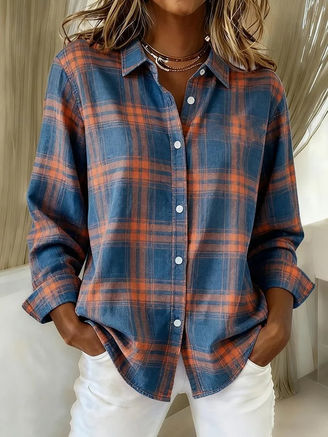 Plaid Print Casual Cotton Buttoned Cardigan Sweater