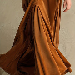 Collared V-Neck Button-Front 7/8-Sleeve Midi Dress for Women