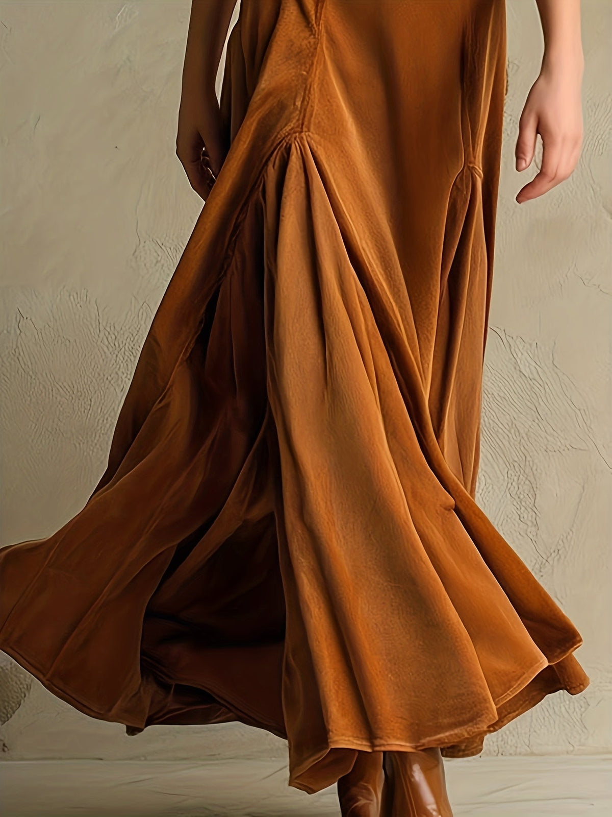 Collared V-Neck Button-Front 7/8-Sleeve Midi Dress for Women