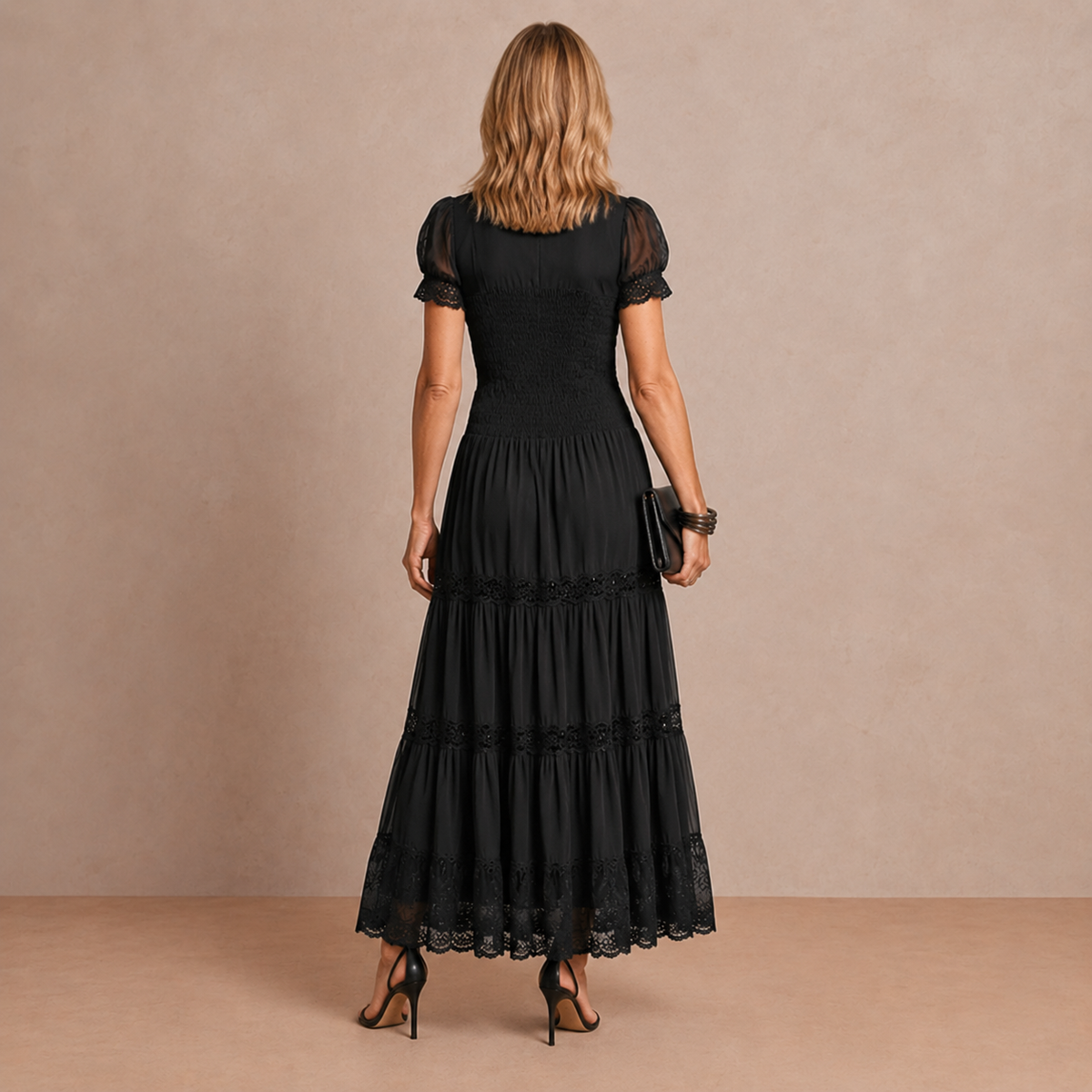 Sheer lace maxi dress full length