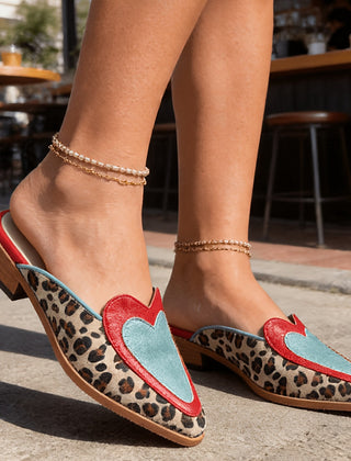 Backless Mules with Leopard Print in leopard