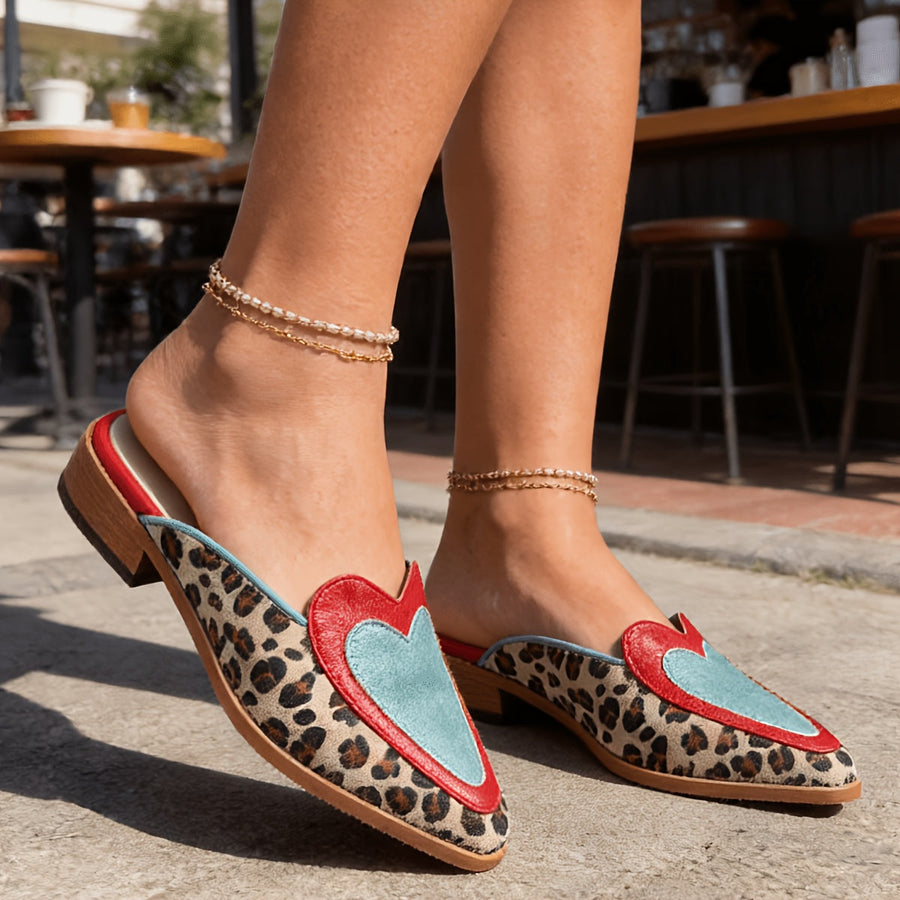 Backless Mules with Leopard Print in leopard