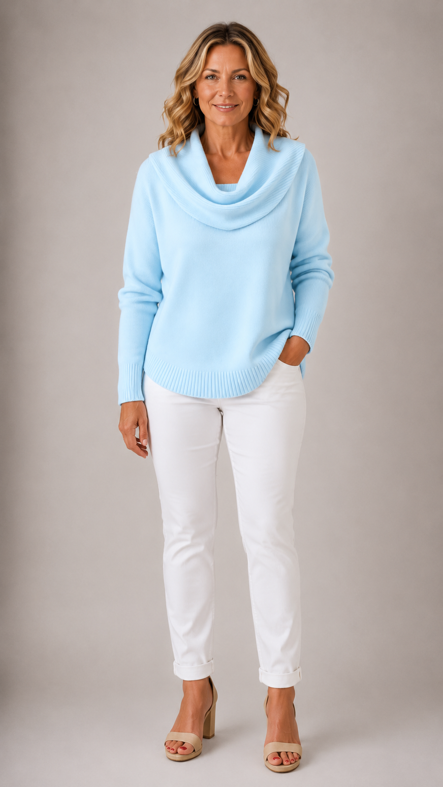 Marie | Elegant Cowl Neck Knit Sweater