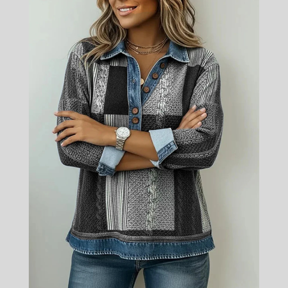 Colorblock Print Sweatshirt