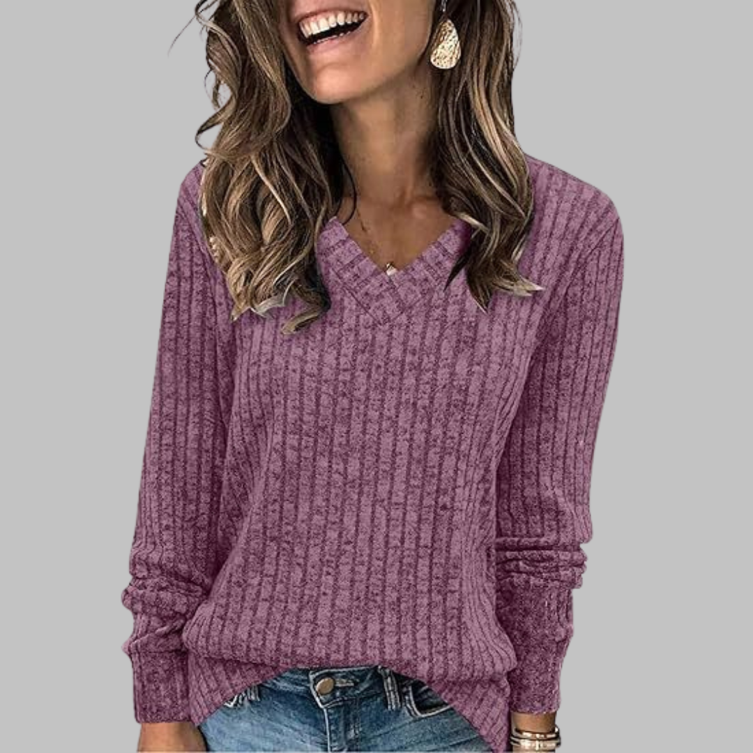 Comfy V-Neck Long Sleeve Top