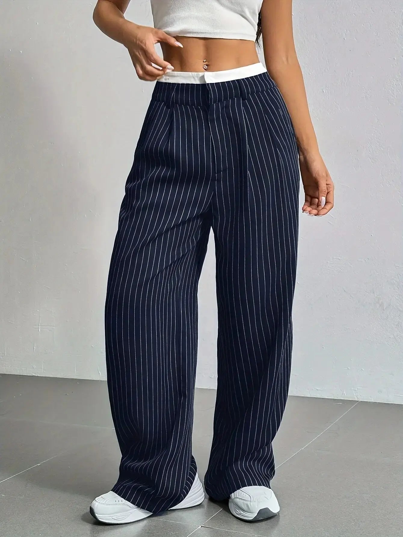 Laura | Elegant Striped High-Waist Pants