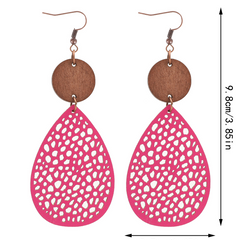 Vintage Style Hollow-Out PU Leather Drop Earrings