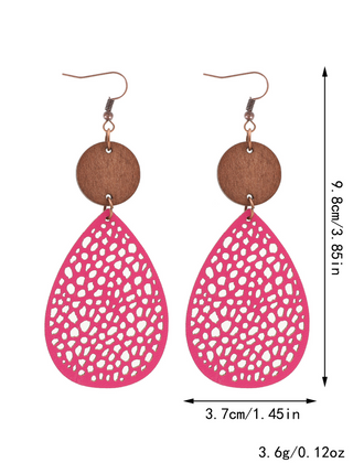 Vintage Style Hollow-Out PU Leather Drop Earrings