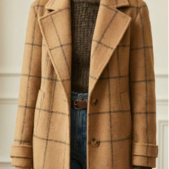 Plaid Wool-Blend Long Coat