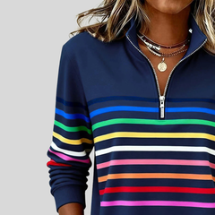 Colourful Striped Quarter-Zip Sweatshirt