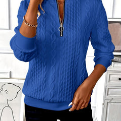Ladies' zip-up cable knit jumper