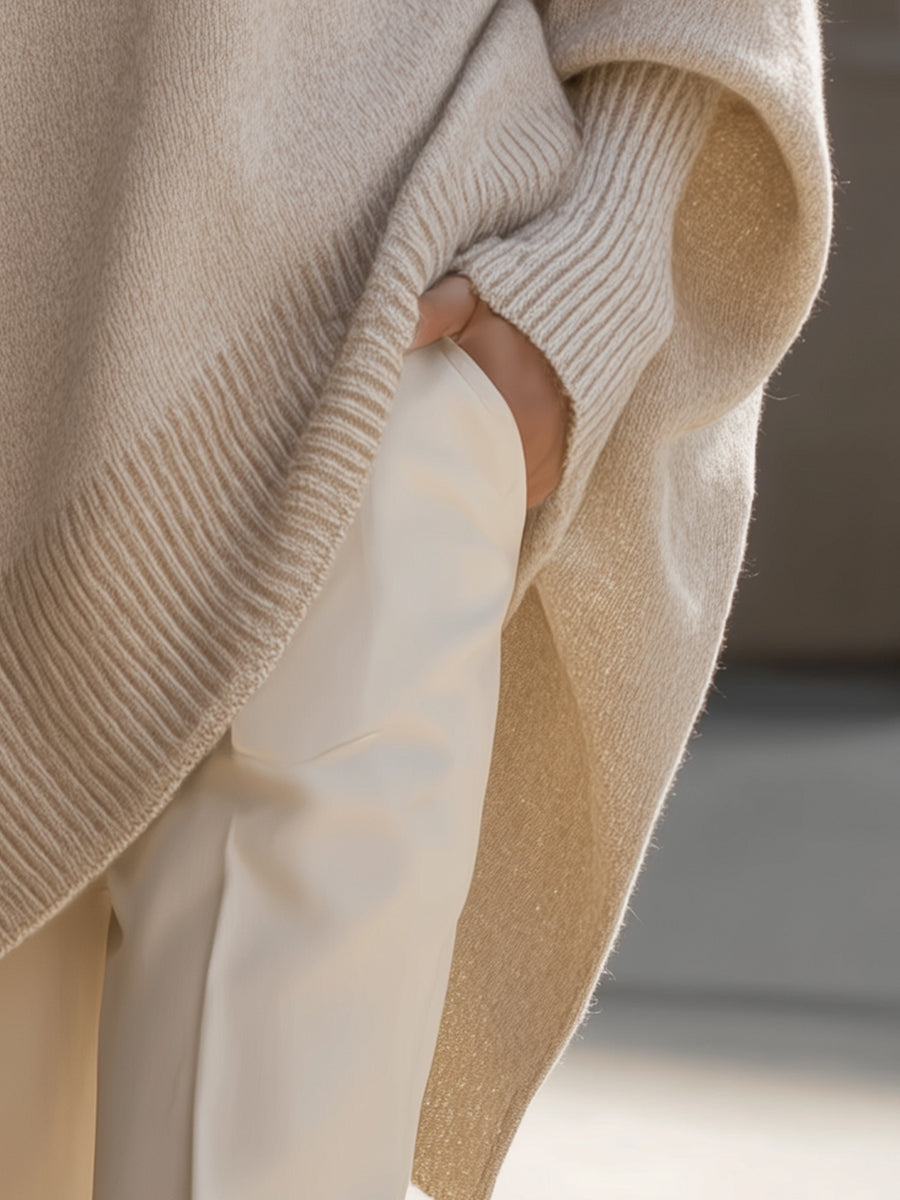 Oversized Draped Wide-Neck Sweater