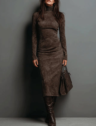 Elegant Suede Maxi Dress