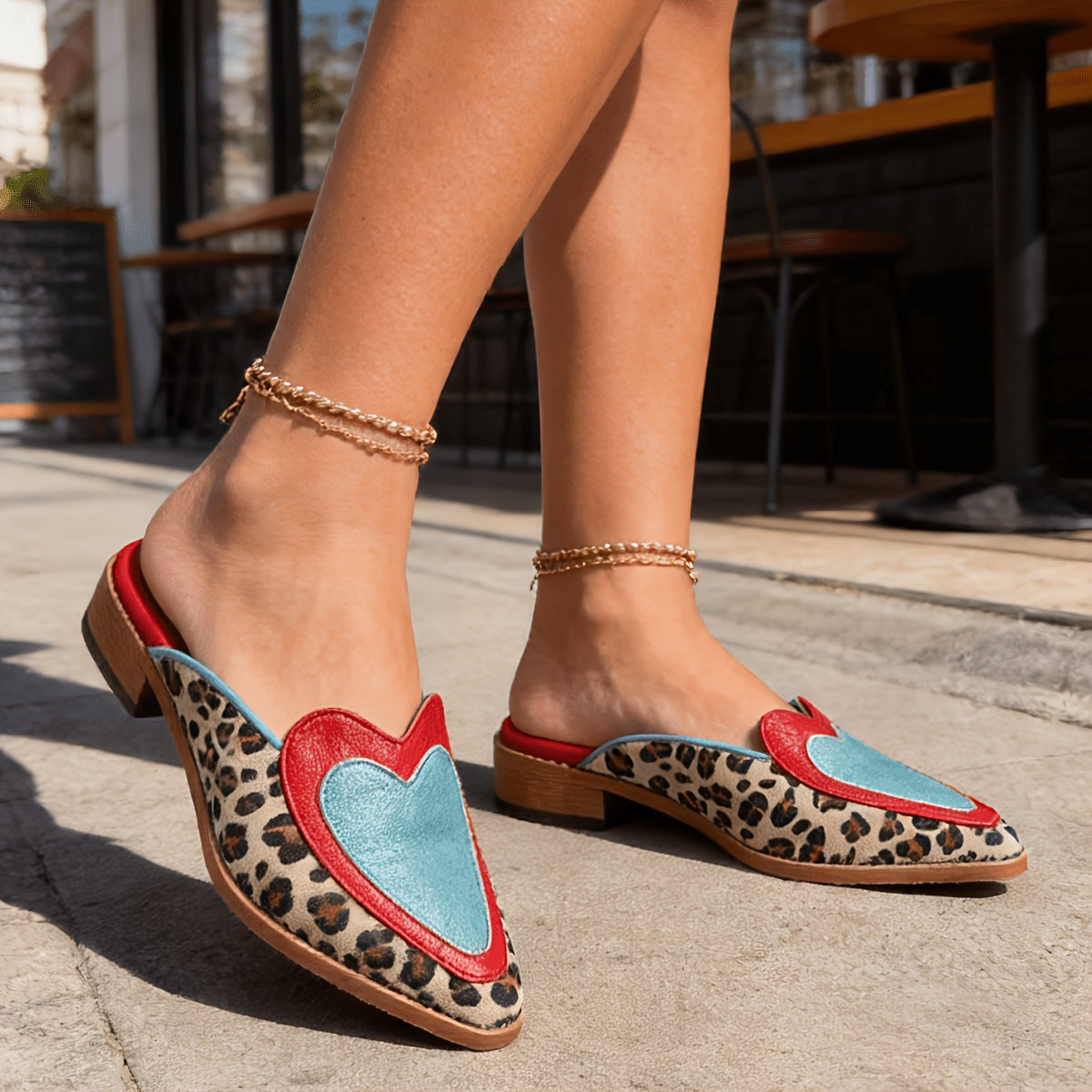 Backless Mules with Leopard Print