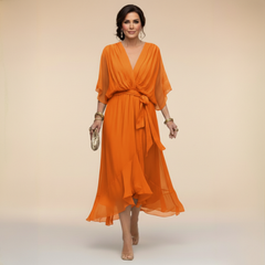 Monique | V-Neck Chiffon Midi Dress