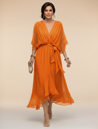 Monique | V-Neck Chiffon Midi Dress