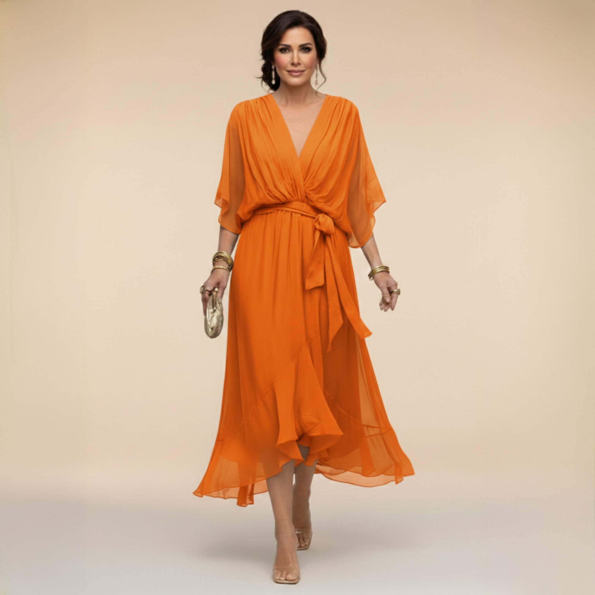 Monique | V-Neck Chiffon Midi Dress
